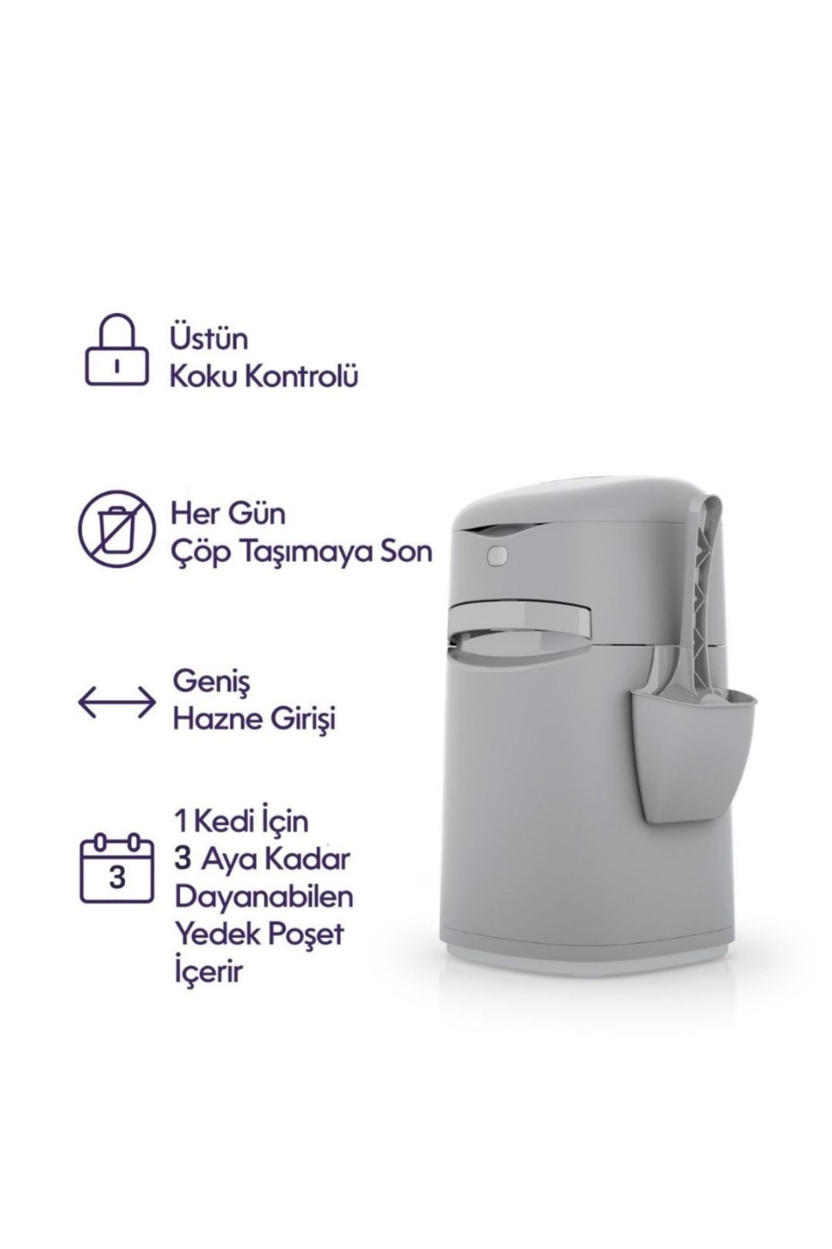 سطل زباله خاک گربه لیتر جینی Litter Genie نسل جدید Ultra، خاکستری، همراه کیسه یدک هدیه