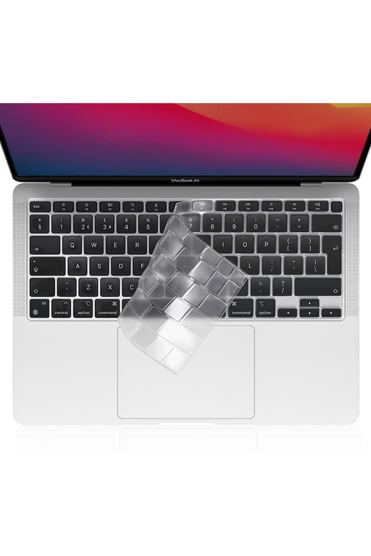 محافظ نوت بوک صفحه کلید ترکی Q با مایع و غبار شفاف سازگار APPLE MACBOOK AIR 2020 13 INC M1 M2 A2337 A2179 فیبکس Fibaks