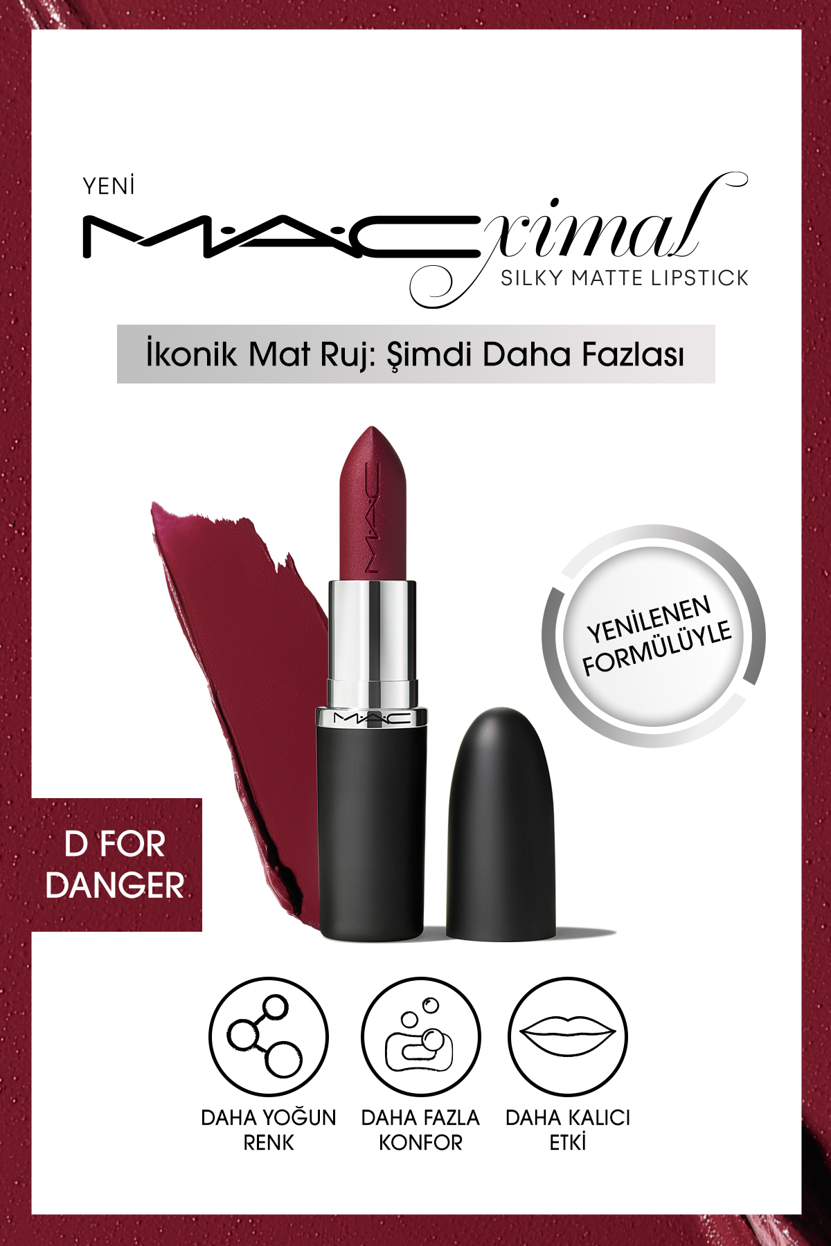 Mac  رژ لب مات مخملی MAC مدل D FOR DANGER پیگمنت قوی و جذاب