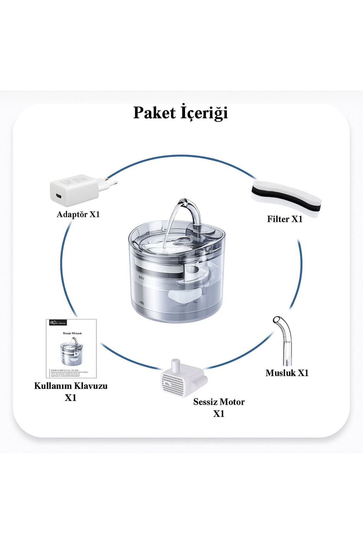 آبخوری فواره‌ای اتوماتیک گربه و سگ ۱٫۸ لیتری پلاستیکی، ای‌تی‌ال‌تی آتلانتیس ATLT ATLANTİS 1.8 L