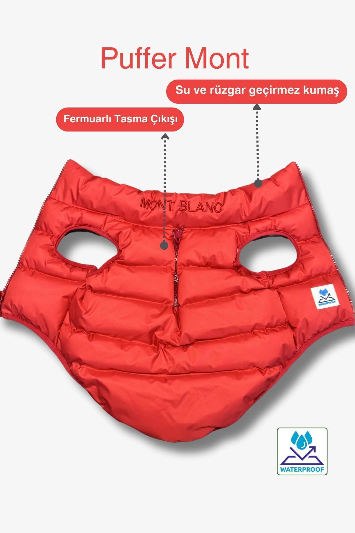 کاپشن ضدآب پافر سگ سالیا استور Salya Store مدل Puffer-Mont، قرمز