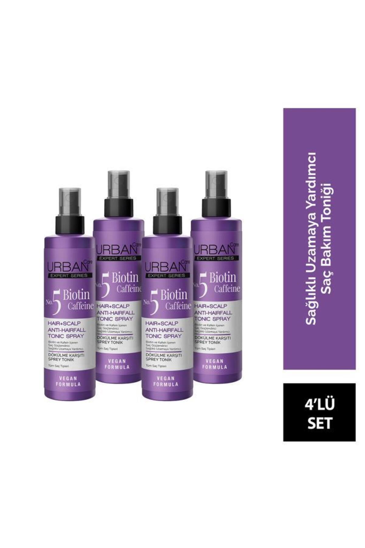 Urban Care ضد ریزش مو تونیک مویی حاوی بیوتین و کافئین 200 میلی لیتر X 4 کمک به طولانی شدن مو وگان محصولات مراقبت شهری