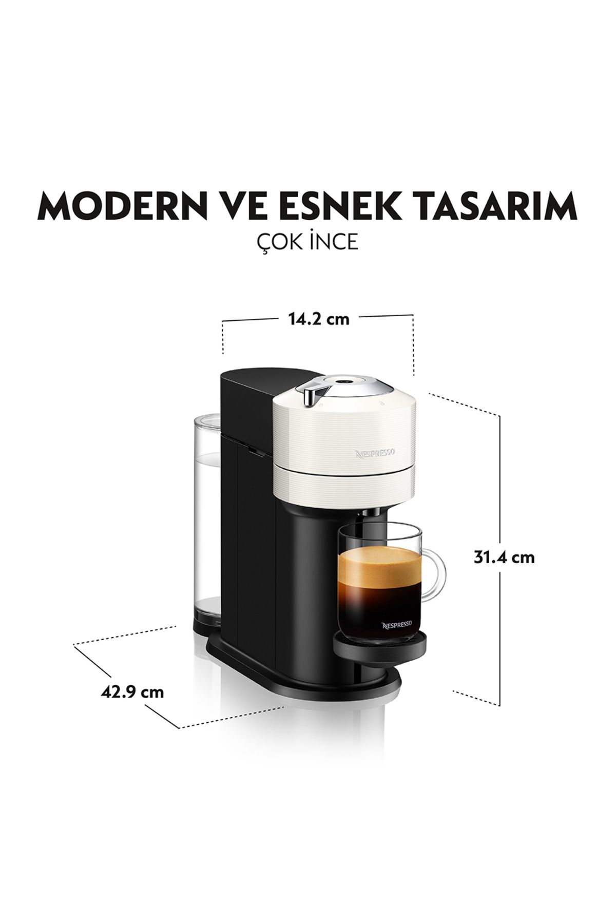دستگاه اسپرسو و کاپوچینو قهوه ساز کپسول سفید VERTUO NEXT C اورجینال Nespresso