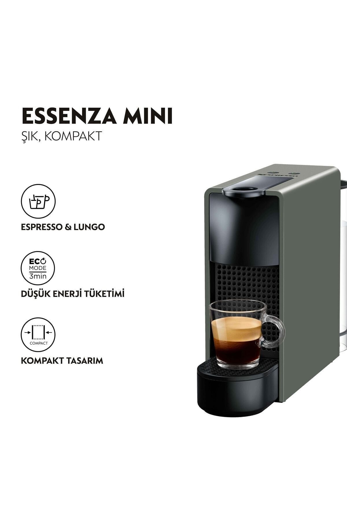 دستگاه اسپرسو و کاپوچینو قهوه ساز مینی C30 ESSENZA خاکستری اورجینال Nespresso