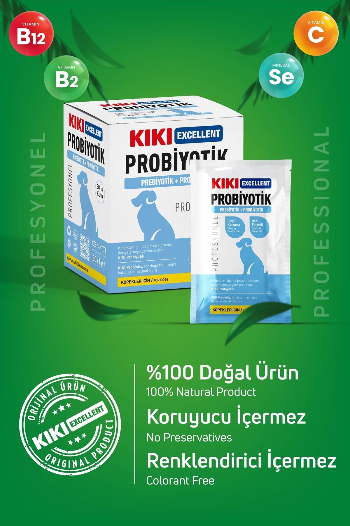 ساشه پروبیوتیک و پری‌بیوتیک سگ کیکی اکسلنت Kiki Excellent، ۱ گرم، ۳۰ عدد، KD111B30