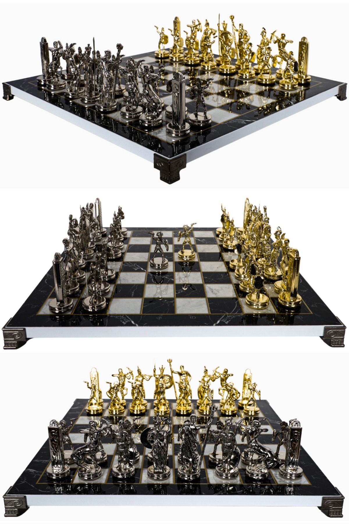 شطرنج ست فلزی بزرگ | تخته 37 سانتی متری طرح دار شکل پوزیدون اساطیری یونانی Cooper Chess
