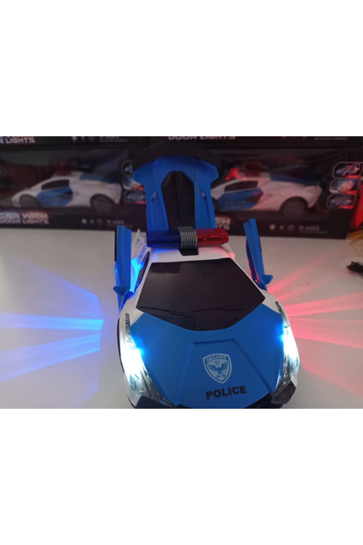 ماشین اسباب بازی پلیس چرخان 360 درجه بوگاتی با چراغ و موسیقی Boratila Toys