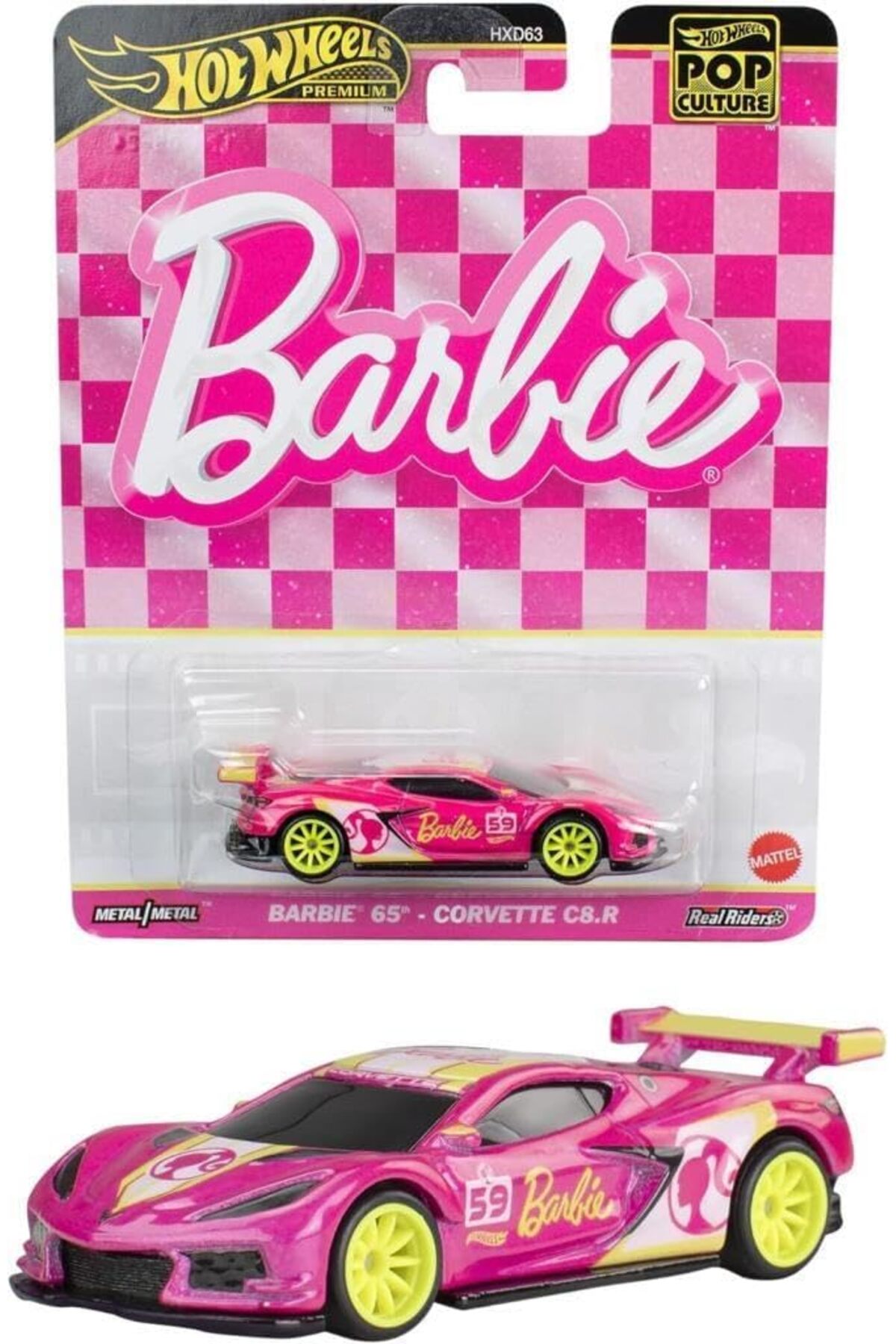 ماشین اسباب بازی فرهنگ پاپ باربی 65 CORVETTE C8.R HVJ51 هات ویلز اورجینال HOT WHEELS