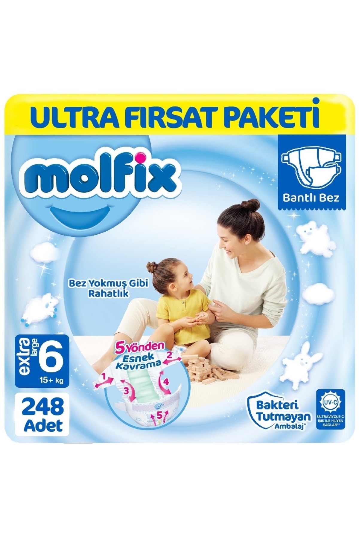 پوشک بچه سایز 6 بسته ULTRA OPPORTUNITY 62X4 248 عددی اورجینال Molfix