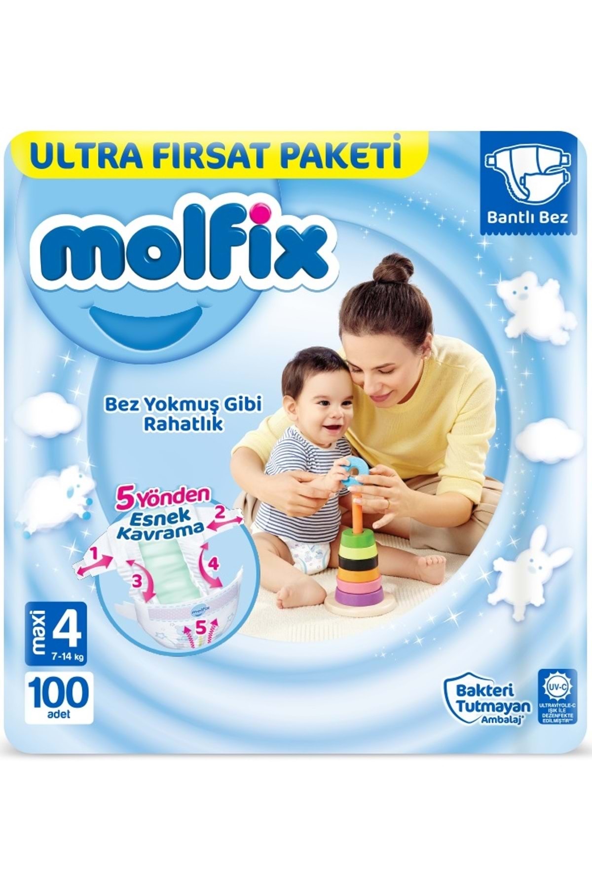 پوشک بچه سایز 4 تا 100 عدد اورجینال Molfix