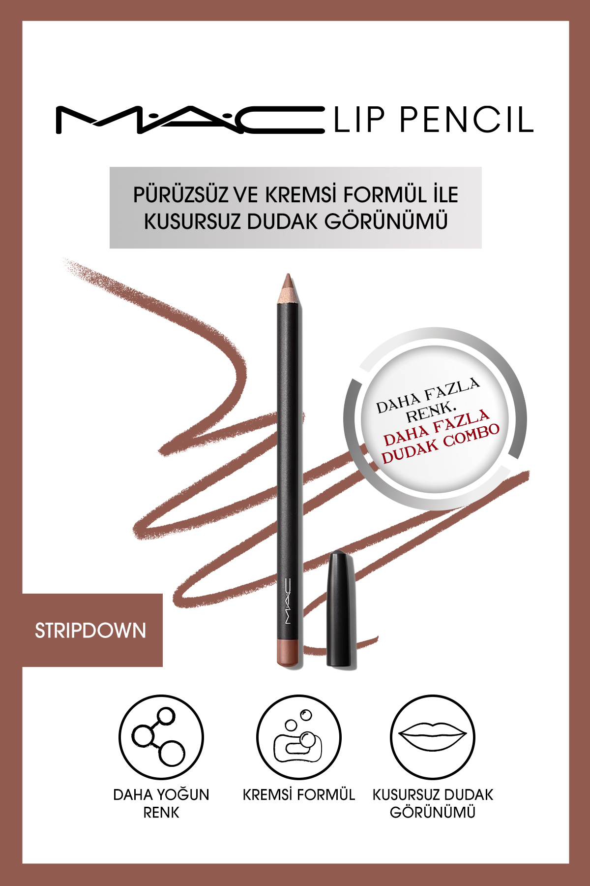 مداد لب Lip Pencil مدل STRIPDOWN بژ قهوه ای کرمی حجم 1.45 میل مک MAC