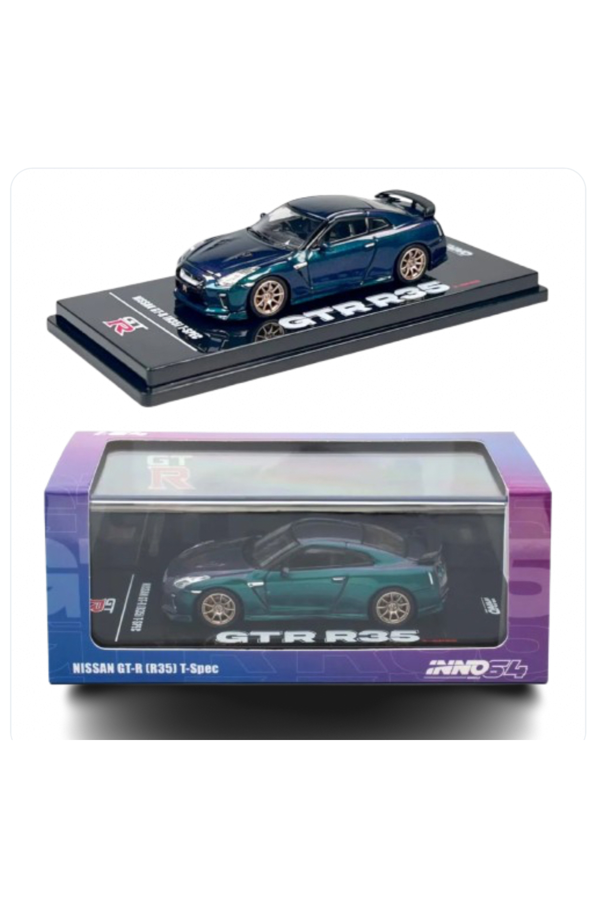 مدل خودرو INNO64 1:64 نیسان GT R R35 T SPEC MILLENNIUM JADE CAR اورجینال Inno