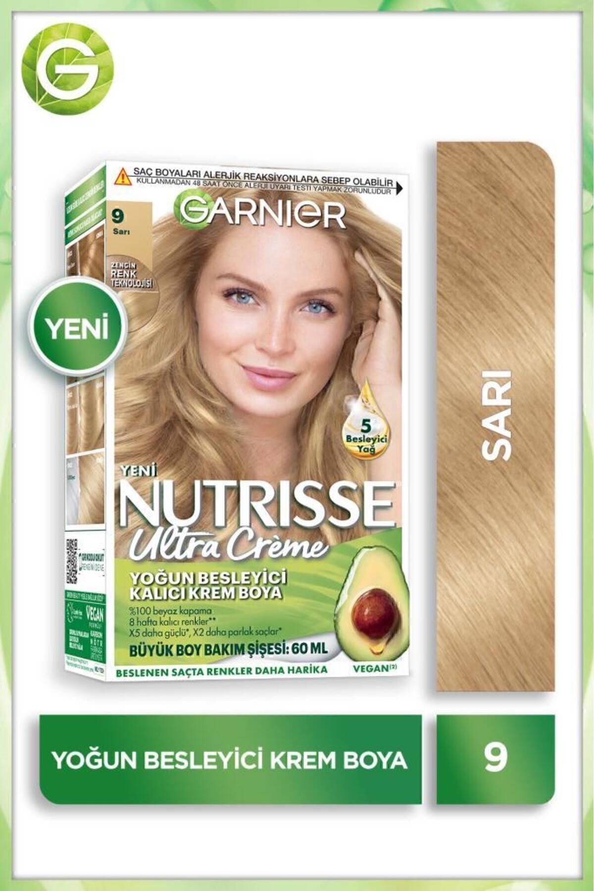 Garnier رنگ مو کرم دائمی تغذیه‌ای غنی‌کننده Nutrisse 9 زرد