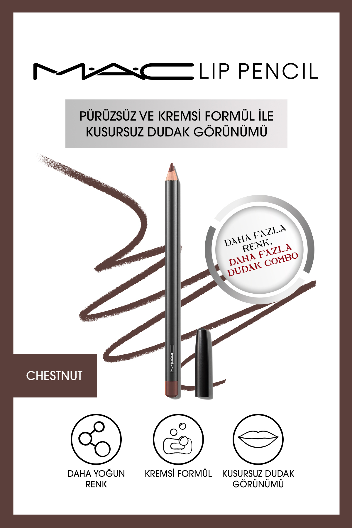 مداد لب Lip Pencil مدل CHESTNUT قهوه ای شدید حجم 1.45 میل مک MAC