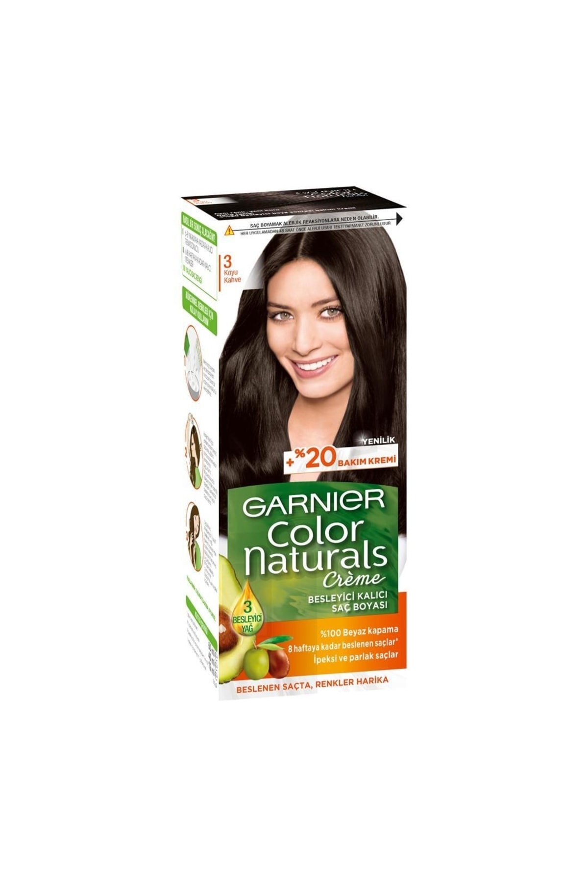 رنگ مو مردانه و زنانه COLOR NATURALS CREAM DYE 3 قهوه تیره Garnier