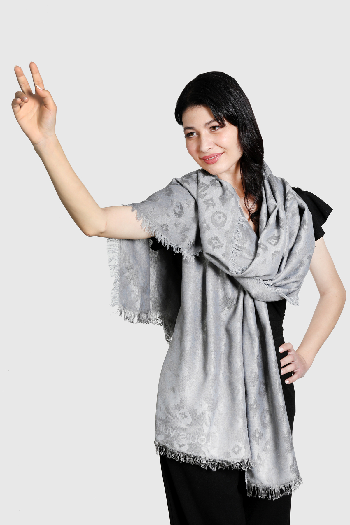 شال زنانه طوسی ۱۰۰٪ پنبه میستیک Mystic مدل MS-375