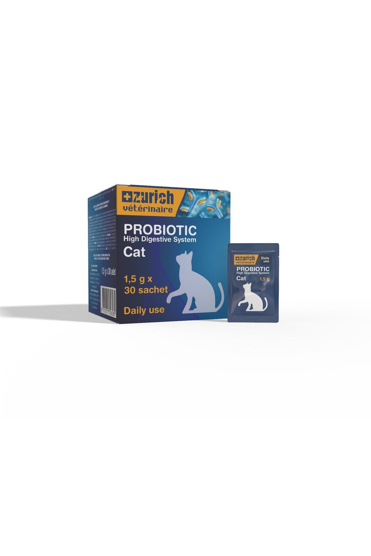 پروبیوتیک ساشه‌ای گربه زوریخ وترینر Zurich Veterinaire، ۱٫۵ گرم، بسته ۳۰ عددی