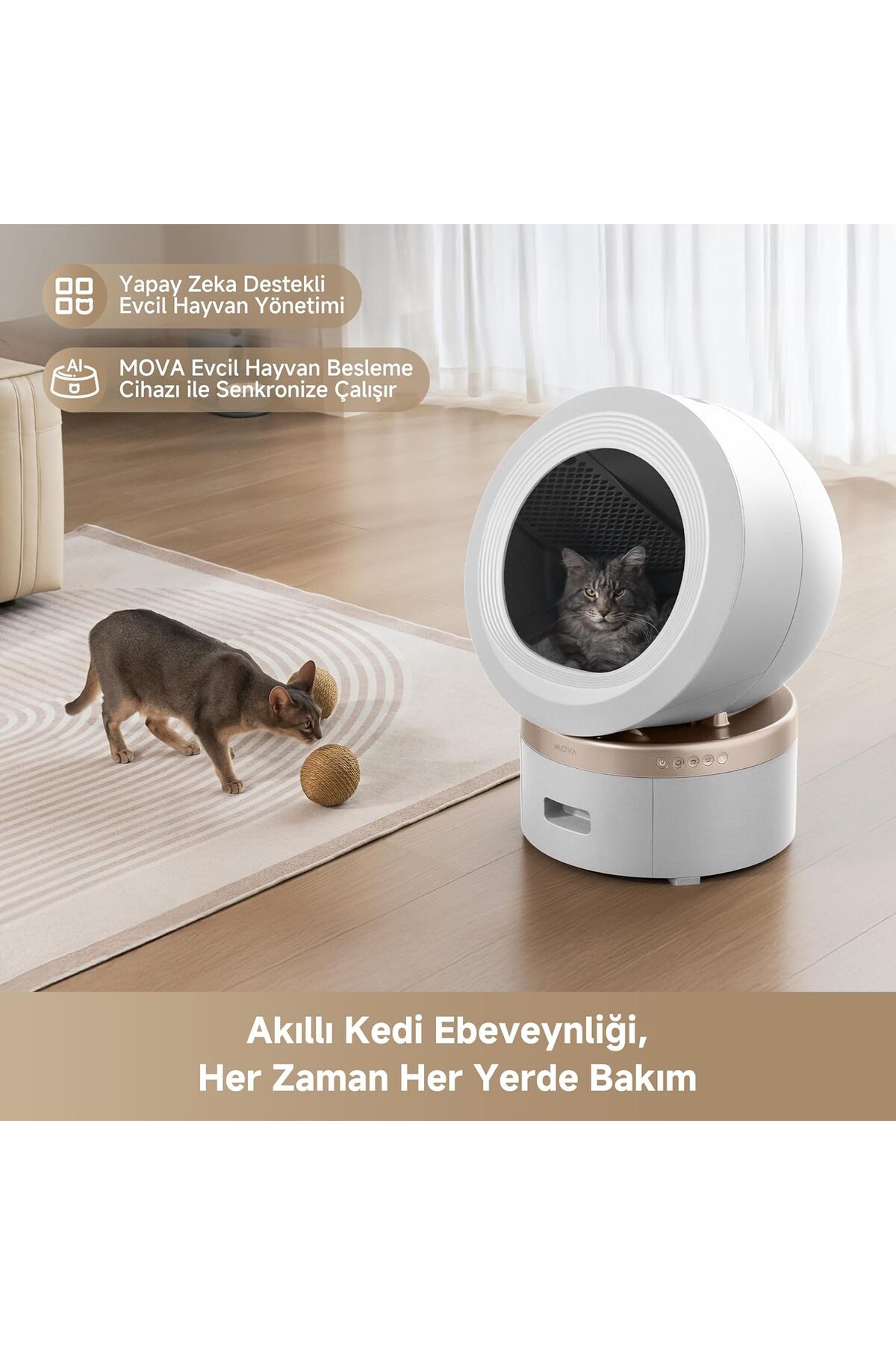 توالت هوشمند گربه مووا MOVA MeowgicPod LR10 Prime، دو مخزنه، سفید