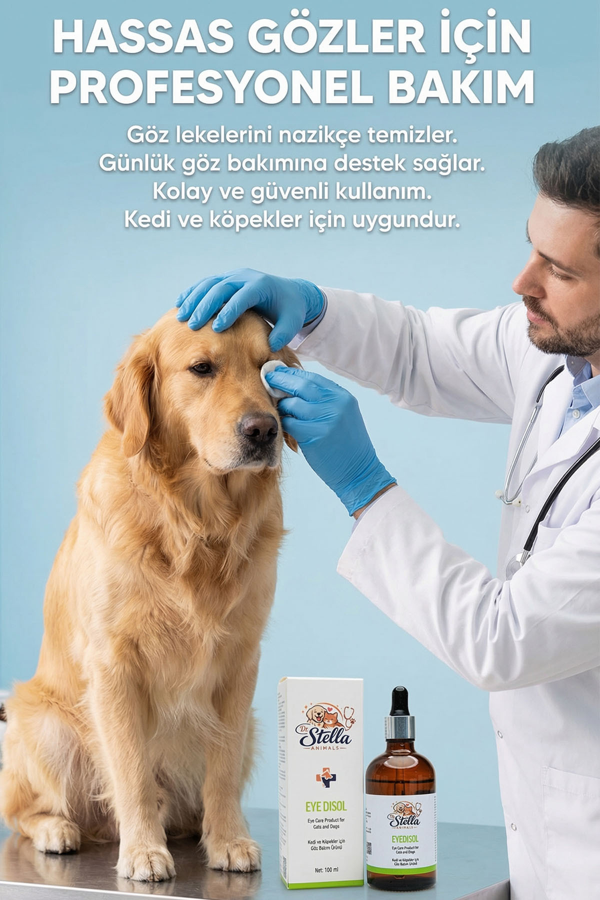 محلول پاک‌کننده چشم گربه و سگ دکتر استلا انیمالز Dr. Stella Animals، ۱۰۰ میلی‌لیتر