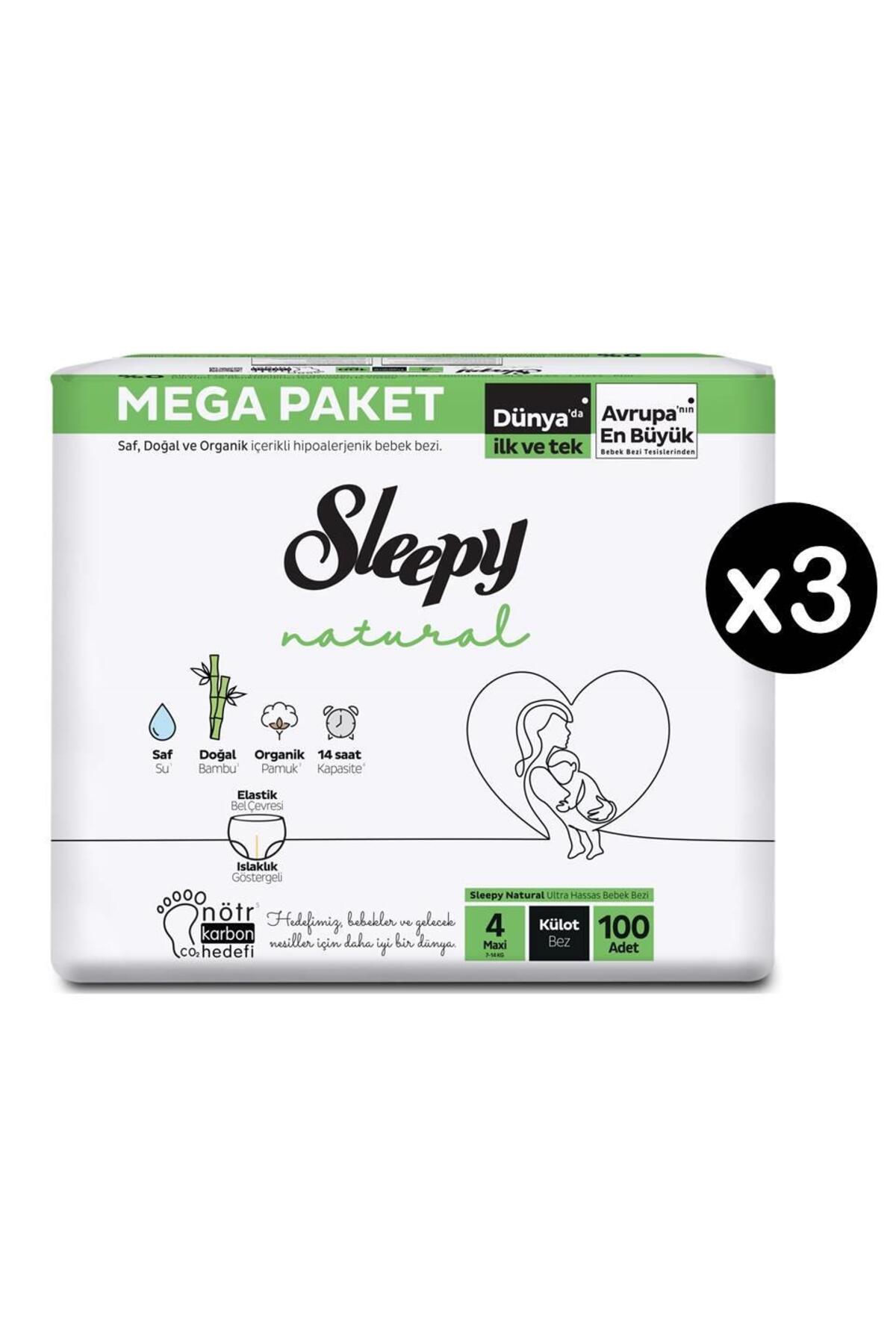 پوشک بچه شورتی سایز 4 مکسی 300 بسته طبیعی اورجینال Sleepy