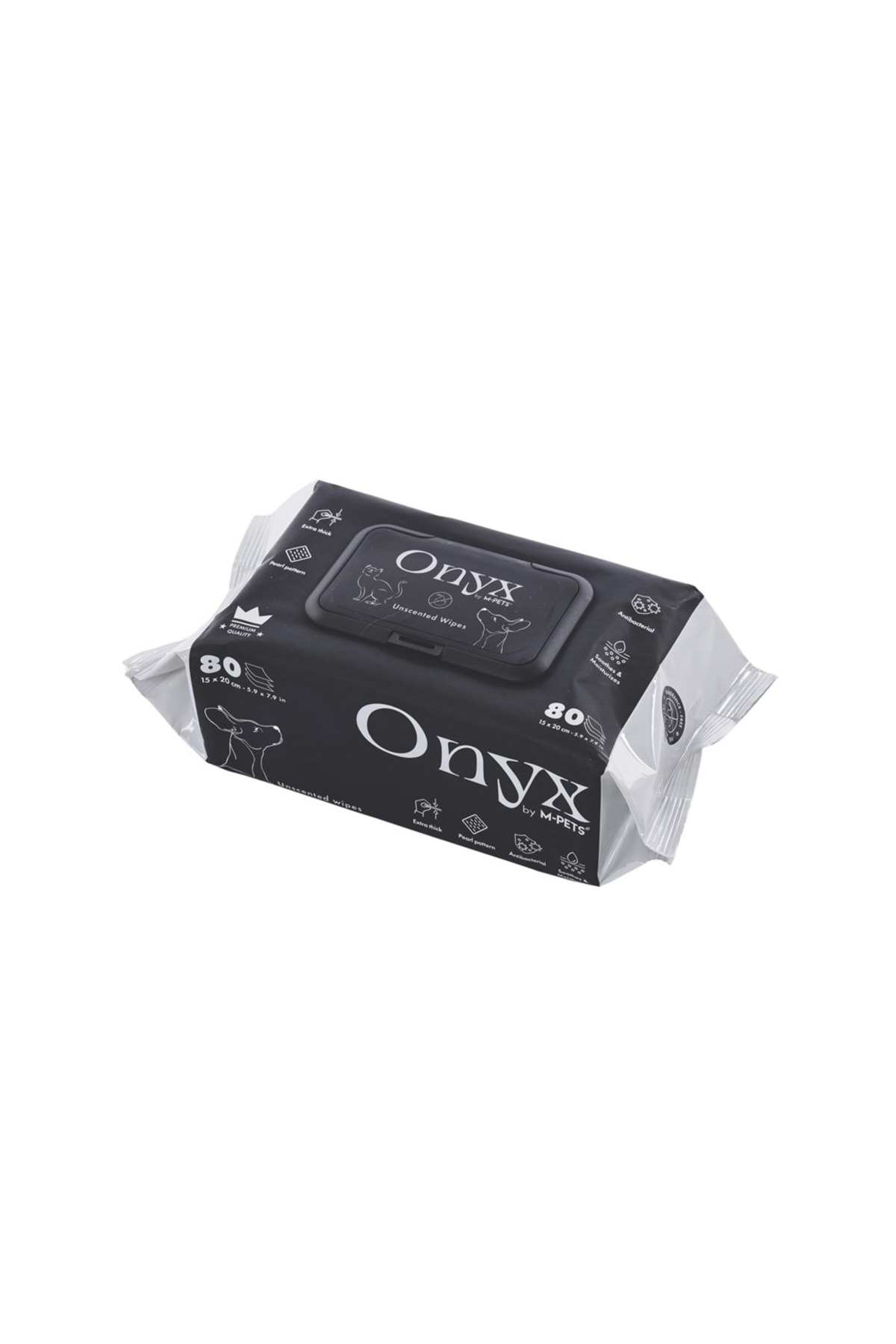 دستمال پاک‌کننده بی‌بو گربه و سگ ام‌پتس M-PETS، سری Onyx، ۸۰ عددی