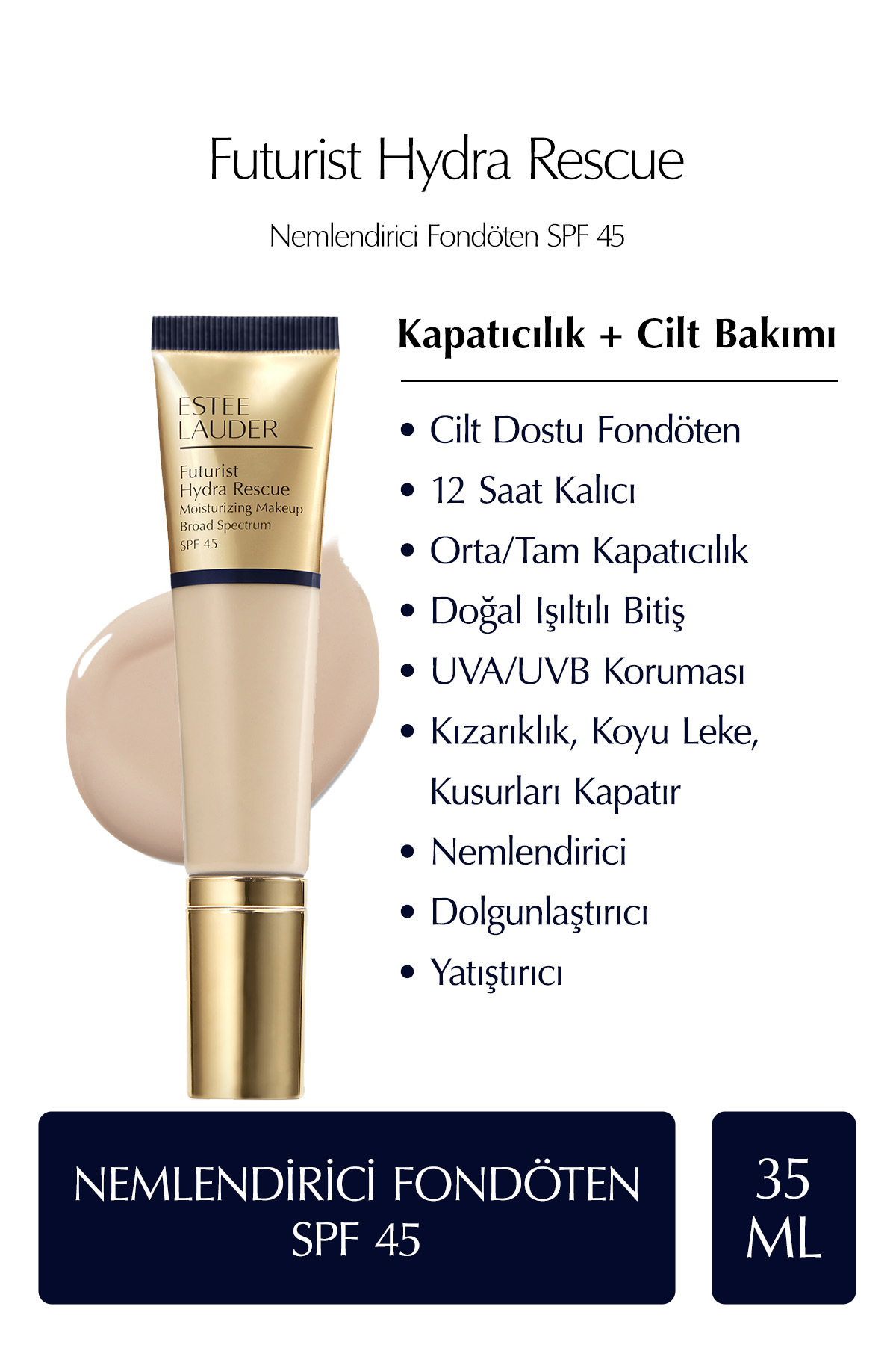 Estee Lauder موئیستورایزر آفتابی فوتوریست هیدرا رسکیو SPF 45 رنگ: 1W1 بون