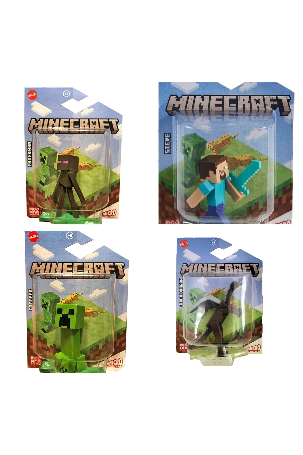 اسباب بازی های فیگور شخصیت MINECRAFT MINI FIGURES CREEPER STEVE ENDER DRAGON 4 ADE Mattel