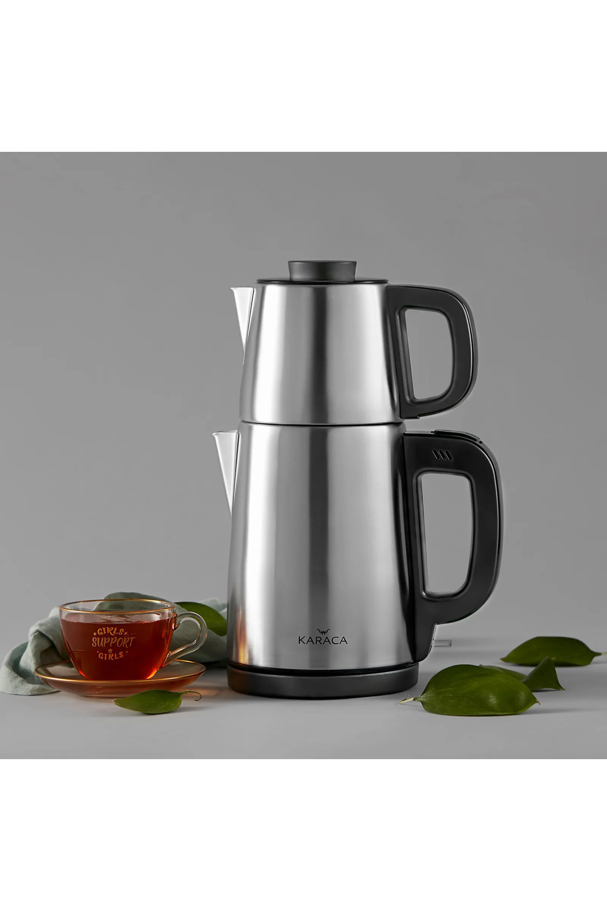 چای ساز کتری استیل 2 در 1 اینوکس فامیلی با ظرفیت بزرگ اورجینال Karaca