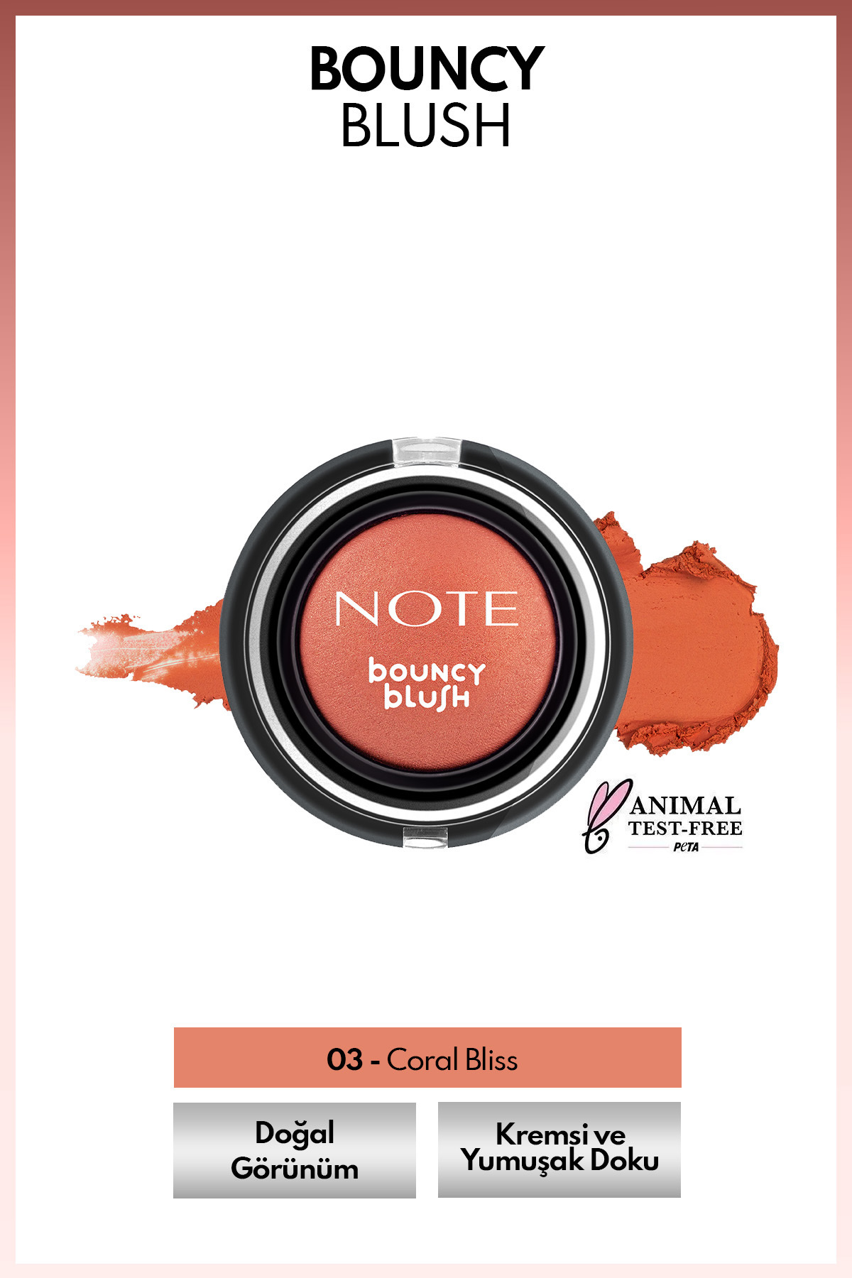 رژگونه کرمی نرم و براق 03 Coral Bliss مناسب برای همه نوت کازمتیکس Note Cosmetics
