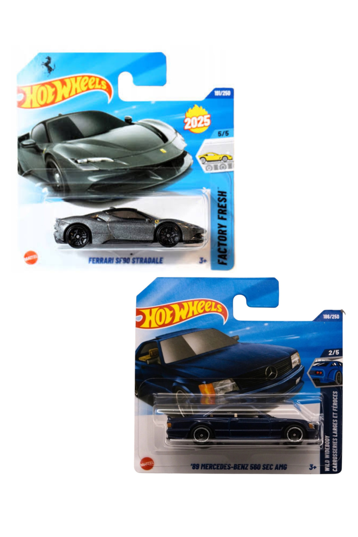 ماشین اسباب بازی فراری SF90 STRADALE 89 MERCEDES BENZ 560 SEG AMG مجموعه 2 عددی از ترکیه HOT WHEELS