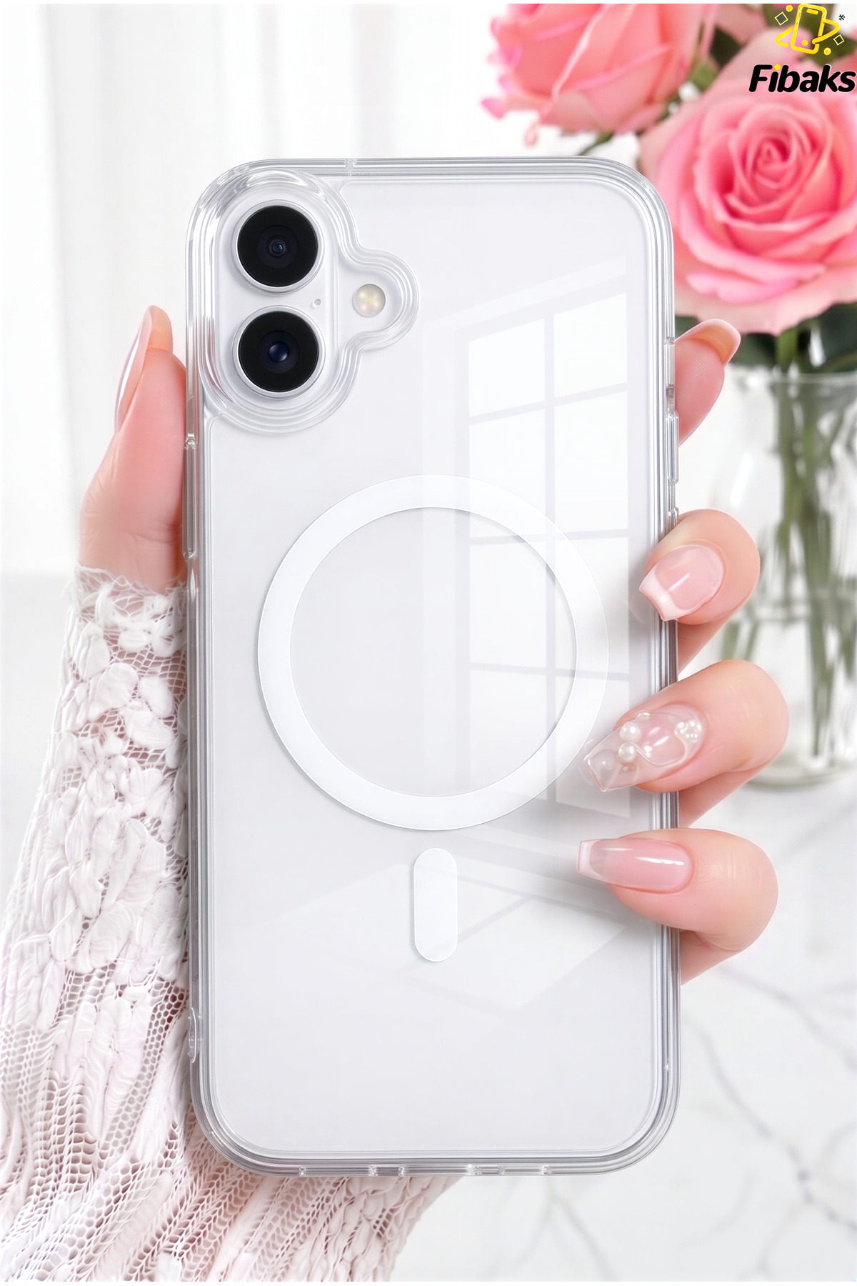 کاور و قاب IPHONE 17 MAGSAFE CASE شارژ بی سیم با پشتیبانی از محافظ دوربین شفاف ضربه گیر فیبکس Fibaks