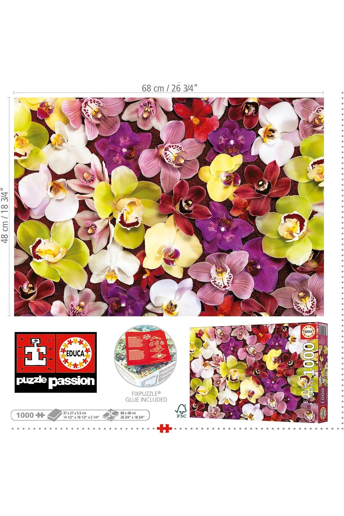 پازل EDUCA 1000 PIECES ORCHID FLOWER COLLAGE 19558 از ترکیه Educa Puzzle