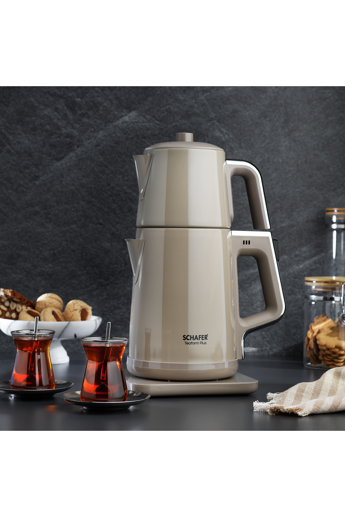 چای ساز TEAFORM PLUS STAINLESS TEA MACHINE BEIGE اورجینال Schafer