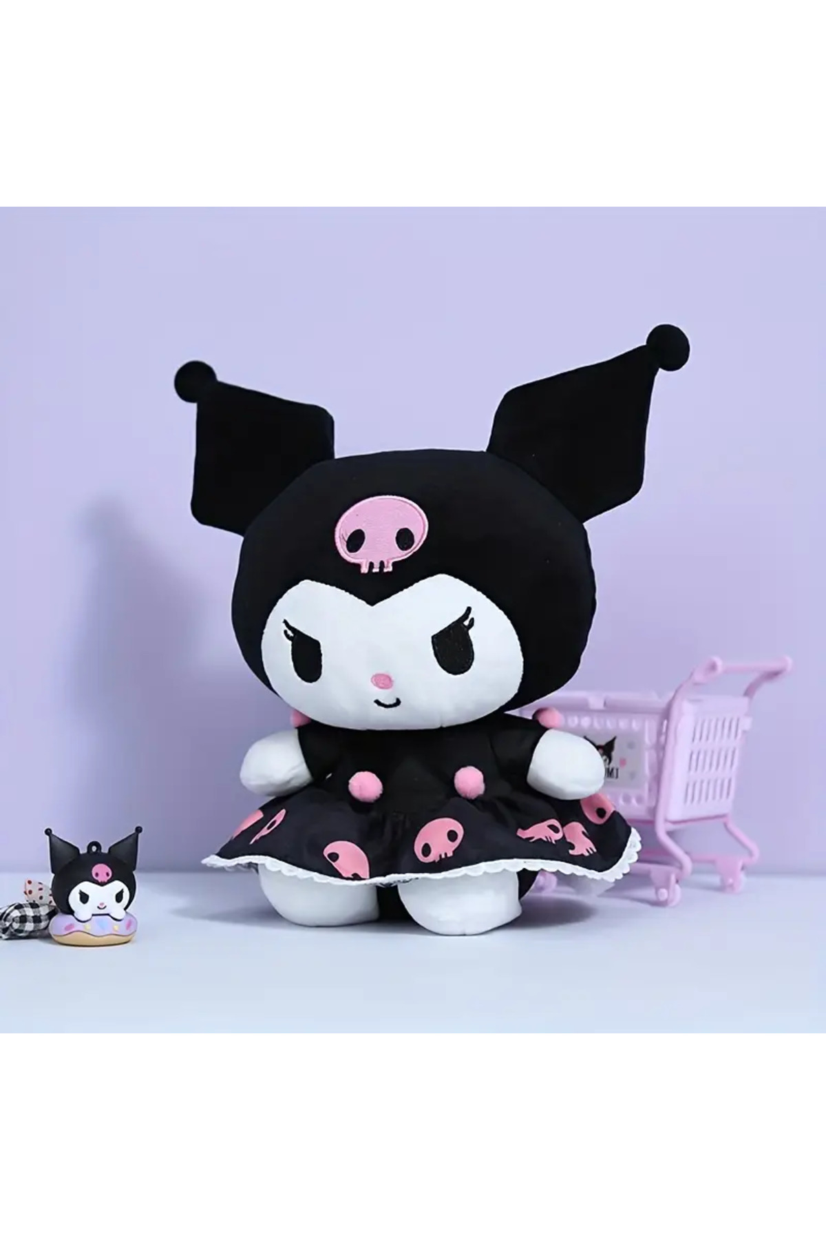 اسباب بازی های پشمی هدیه ای برای دختران SANRIO KUROMI خرس عروسکی پوشیده از KUROMILI BABUN