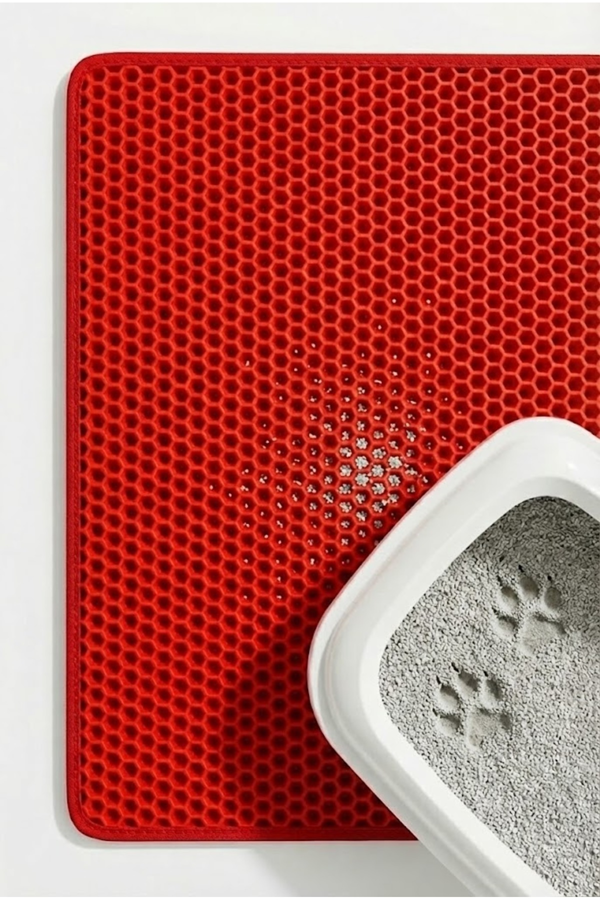 زیرانداز جلوی توالت گربه پوگالو Pugalo CleanPaw Premium، دولایه و سوراخ‌درشت، قرمز