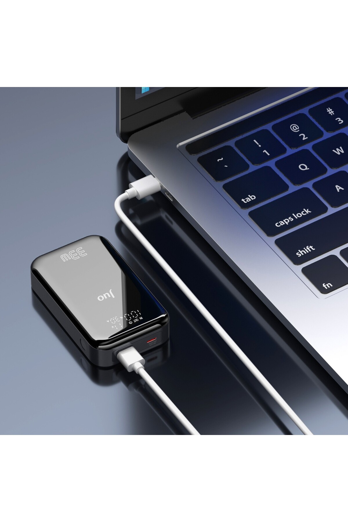 پاوربانک شارژر سریع قابل حمل 10000 ماه 33 واتی USB A TYPE C با نشانگر LED آمپر وات اورجینال Juo