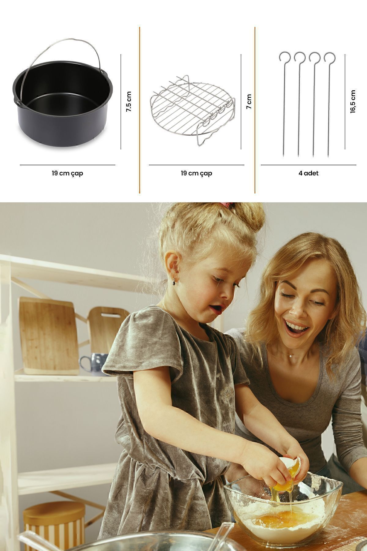 سرخ کن ست لوازم جانبی دستگاه آشپزی با هوای گرم AIRFRYER DISH COOKING GRILL WIRE SKEWERS اورجینال GoldMaster