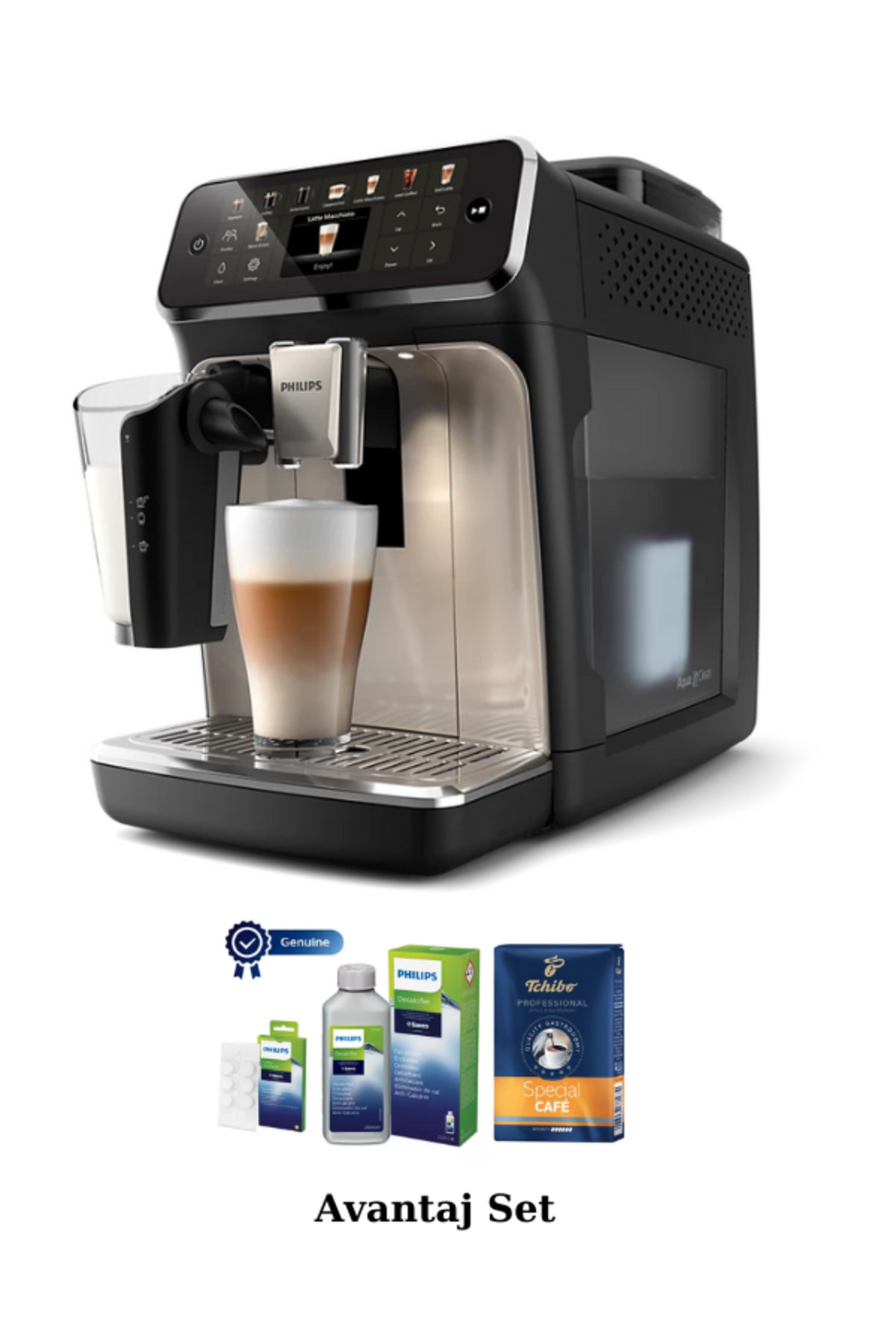 دستگاه اسپرسو و کاپوچینو اسپرسوساز تمام اتوماتیک سری LATTEGO 5500 قرص محلول قهوه 250 گرمی مجموعه مزیت اورجینال Philips