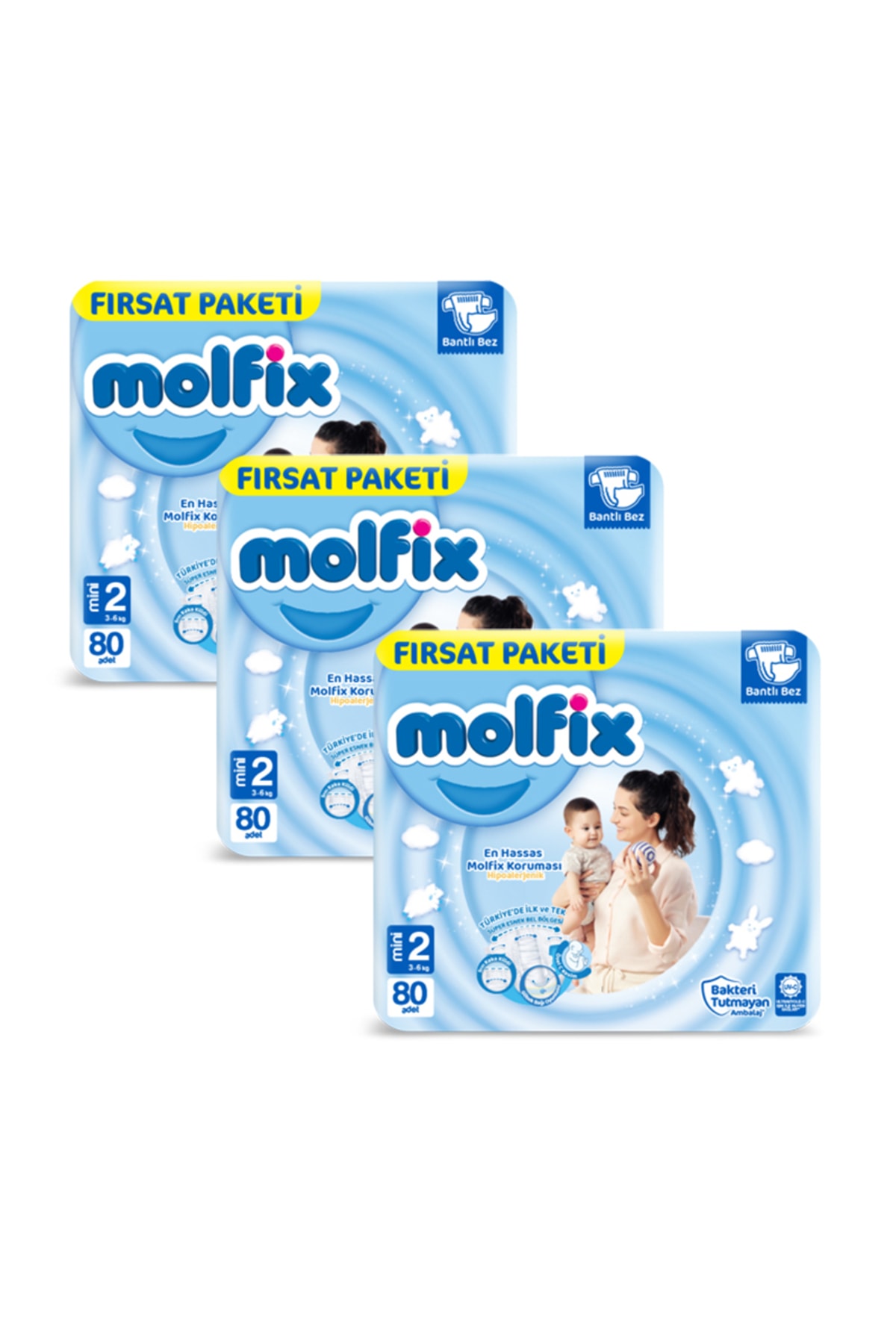 پوشک بچه بسته فرصت مینی 2 سایز 3 6 کیلوگرم مجموع 240 عدد اورجینال Molfix