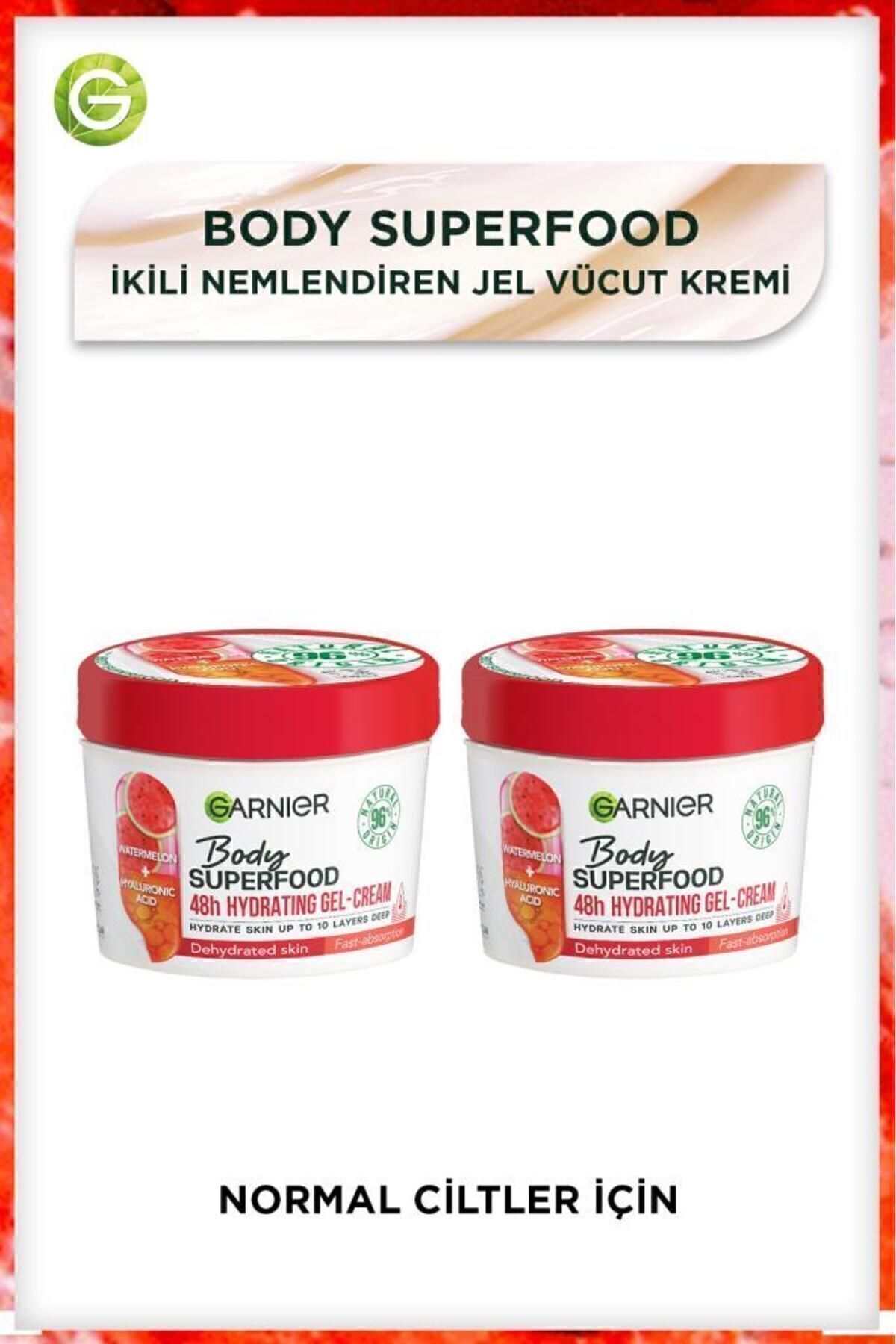 ست مراقبت پوست کرم بدن مرطوب کننده فوق العاده 2 BODY SUPERFOOD WATERMELON HYALURONIC ACID 380ML Garnier