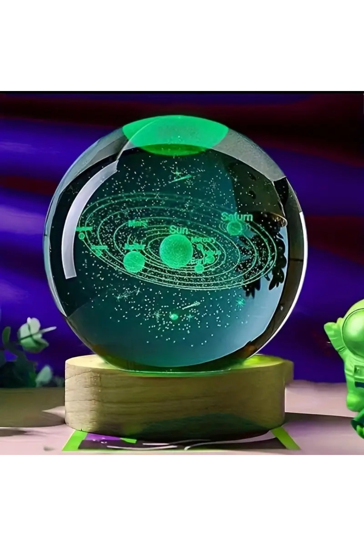 گوی برفی چراغ رومیزی توپی کریستالی شیک سیستم خورشیدی با اندازه بزرگ شخصی از ترکیه keyfim shop