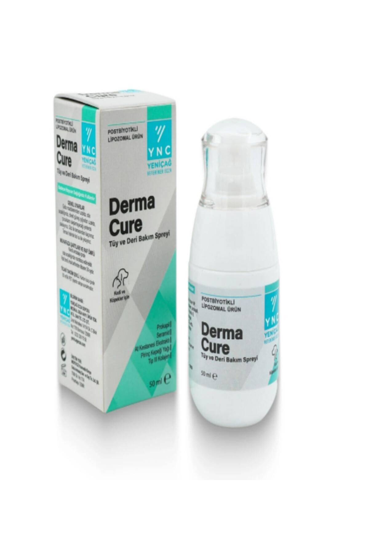 اسپری مراقبت از مو و پوست سگ و گربه Derma Cure وای‌ان‌سی YNC، ۵۰ میلی‌لیتر