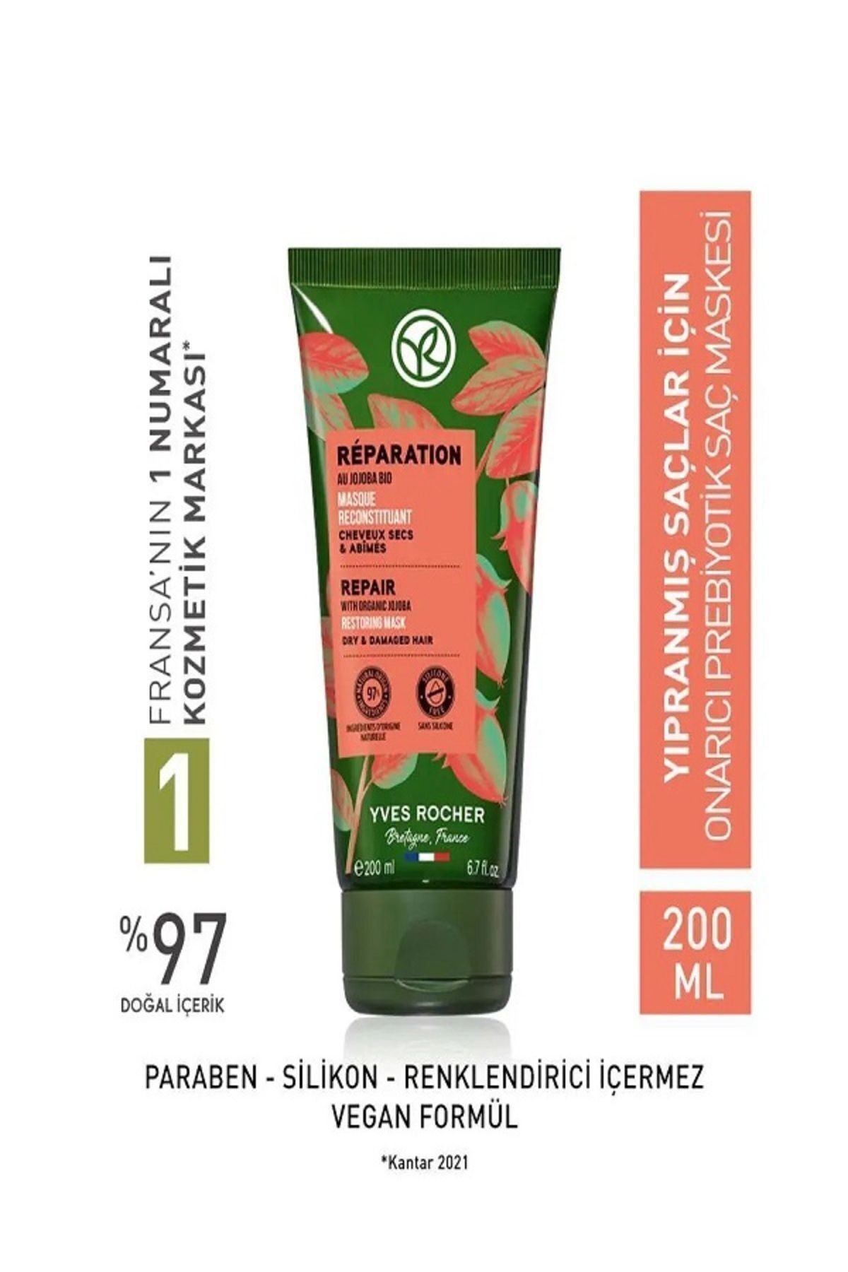 ماسک موی پیش‌زمینه‌ای ترمیم کننده ورنفول مو ۲۰۰ میلی‌لیتر ایوروشه Yves Rocher