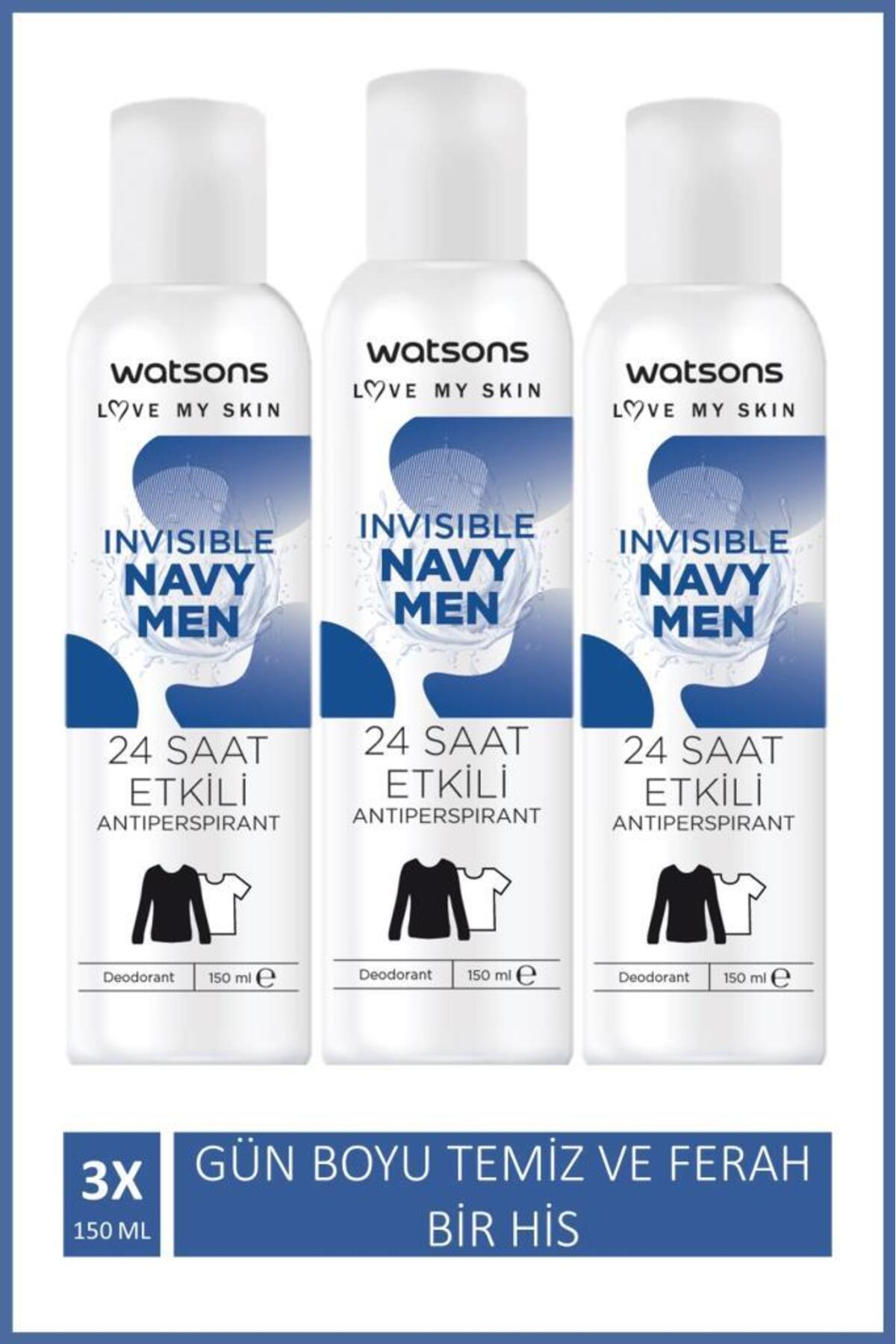 دئودورانت کرمی مردانه واتسونز Watsons Invisible Navy، بسته ۳ عددی 150ml