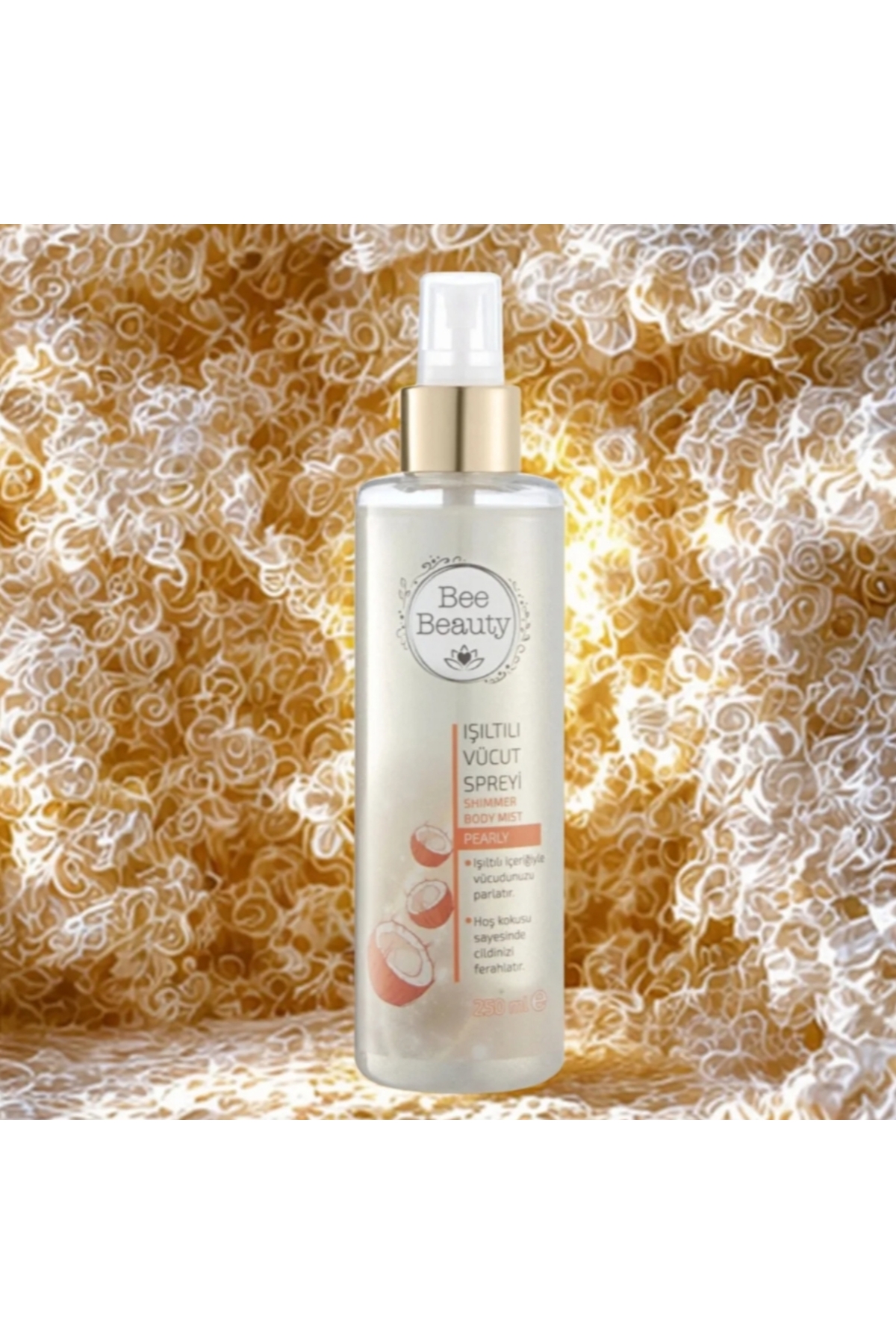 اسپری بدن خوشبو و درخشان با رایحه نارگیل 250 میلی لیتر بی بیوتی Bee Beauty