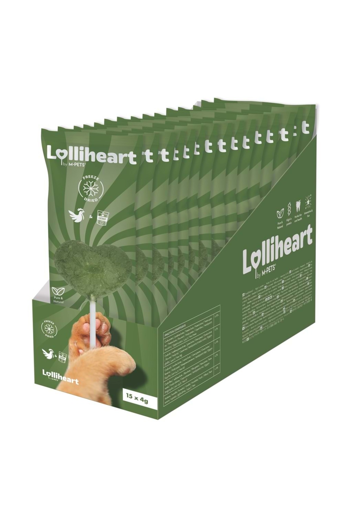 تشویقی گربه کت‌نیپ‌دار ام‌پتس M-PETS Lolliheart، ۴ گرم، ۱۵ عددی