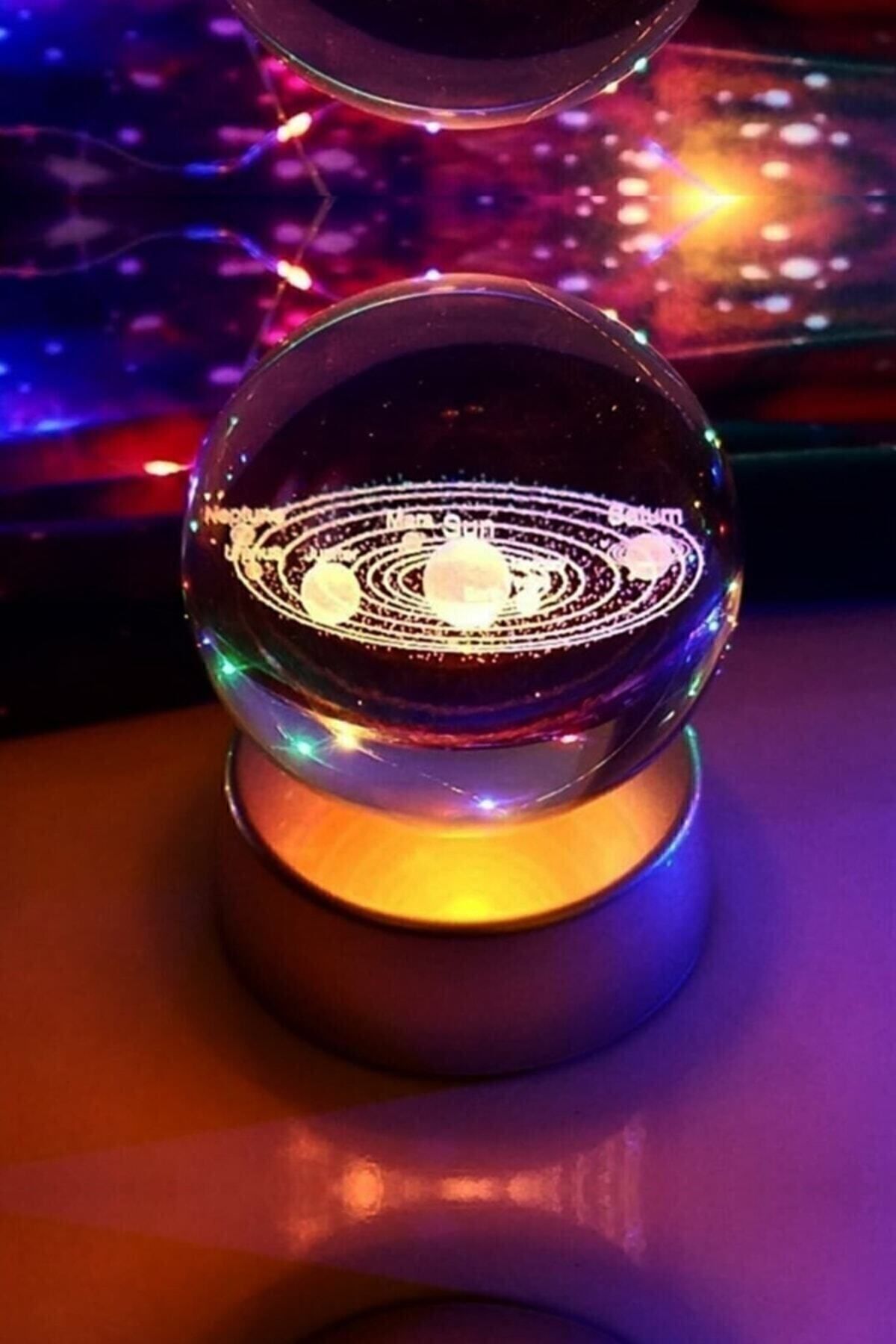 گوی برفی هدایای تزئینی سه بعدی LED با نور شیشه ای سیاره از ترکیه IMAN OF NOBLE