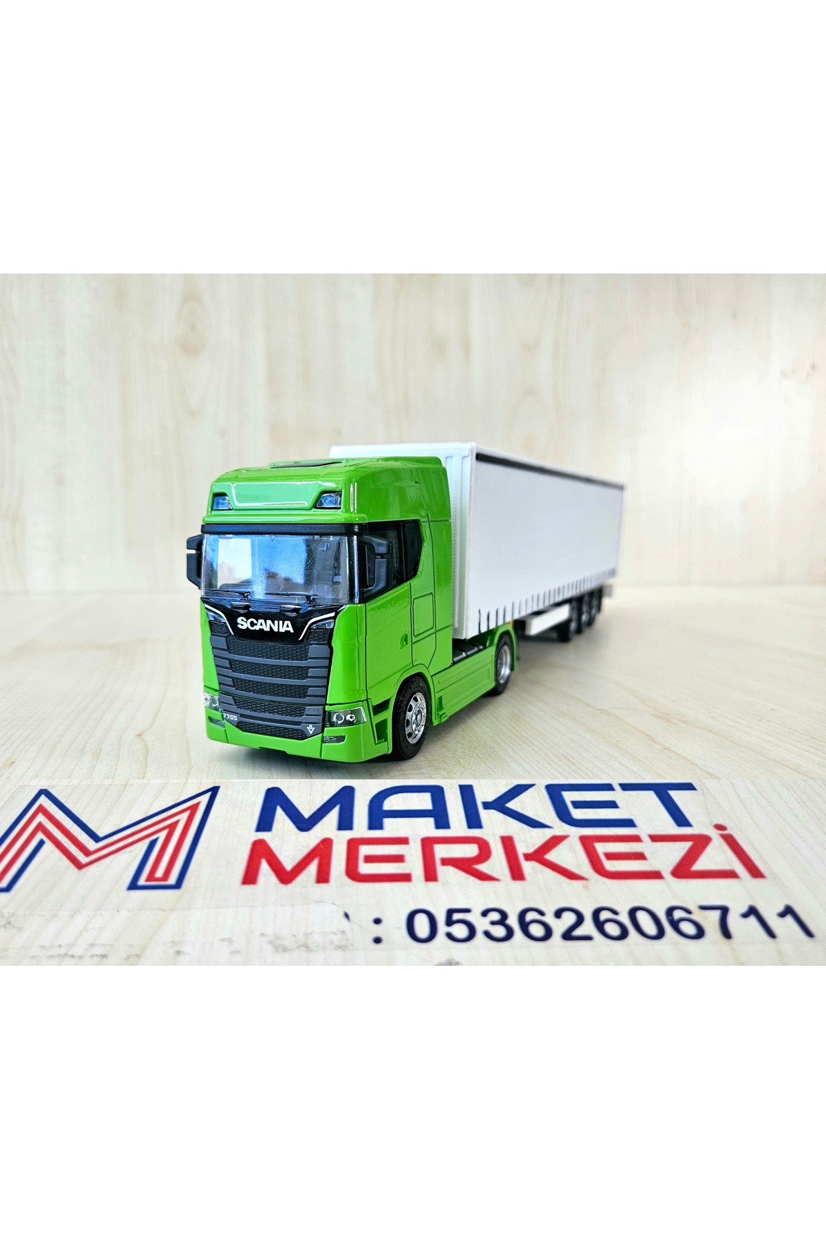 مدل خودرو SCANIA 770S TRUCK MODEL سبز رنگ 1 50 طول 33 سانتی متر نام شرکت را می توان نوشت اورجینال Maket