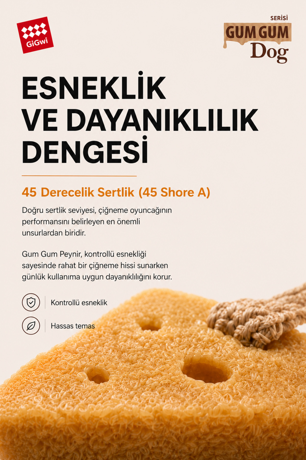 اسباب‌بازی سگ طرح پنیر از لاستیک طبیعی، گیگ‌وی Gigwi، سری Eco Gum Gum Dog، مدل 8877 قهوه‌ای