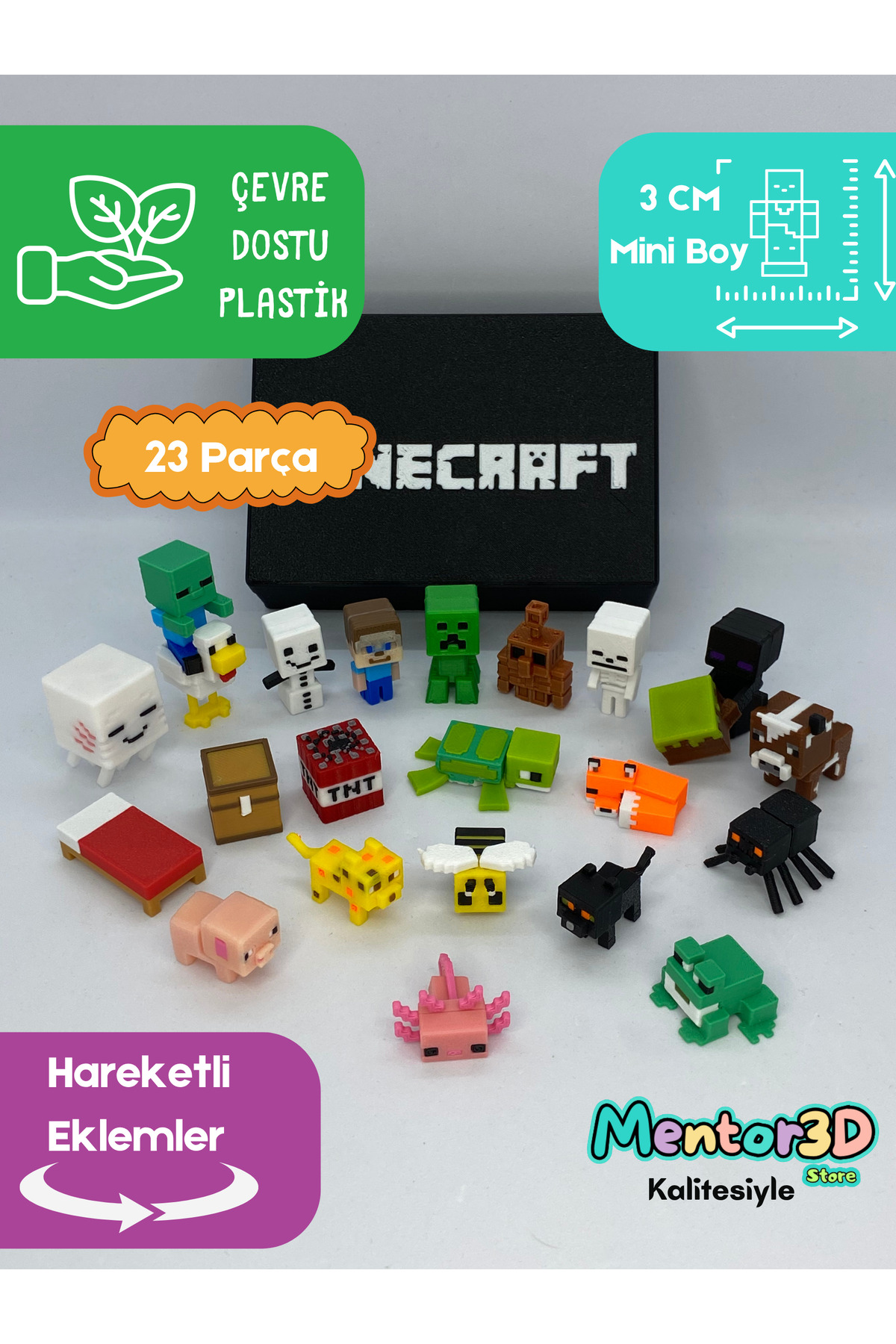 اسباب بازی های فیگور شخصیت BLOCK TOY MINECRAFT MINI FIGUR ست 23 عددی + جعبه و هدیه سوت زلزله Mentor 3D Store